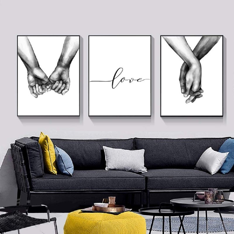 LSHDXD Hands Forever No Framed Canvas Wall Art,Love and Hand in Hand Minimalist Black and White Canvas Line Art Print Poster Sketch Art Line Painting for Bedroom - Image 4